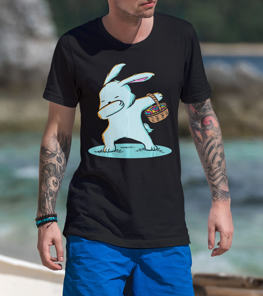 Easter Bunny Dab With Basket Of Eggs For Boys T-Shirt