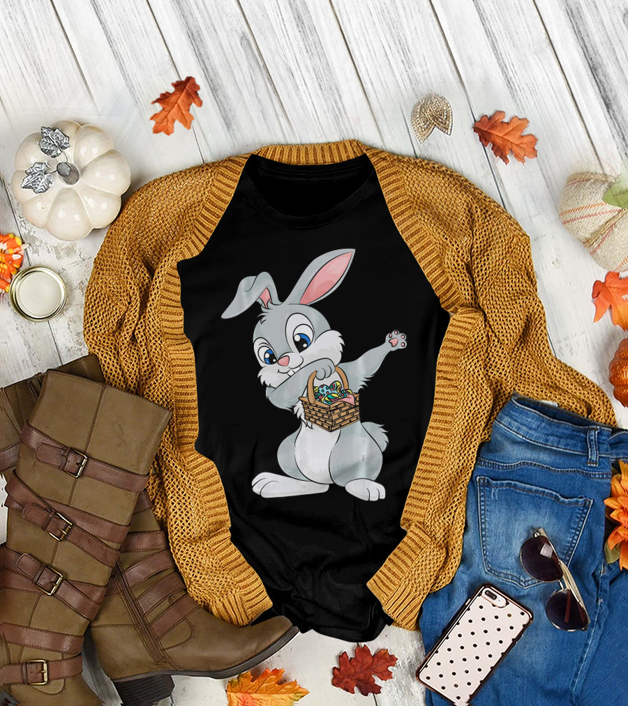 Dabbing Easter Bunny with Cute Basket of Eggs T-Shirt