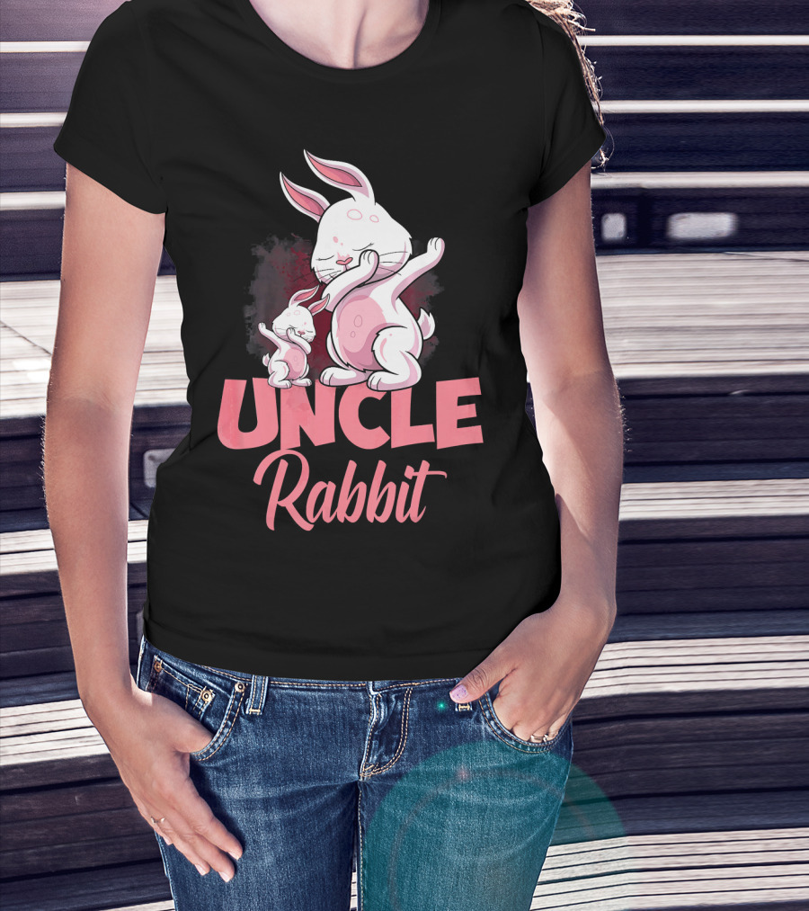 Uncle Rabbit Matching Family Bunny Playful Pink Easter T-Shirt