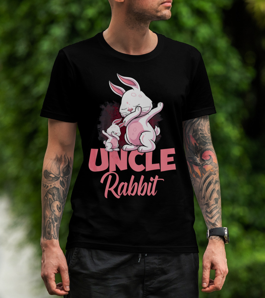 Uncle Rabbit Matching Family Bunny Playful Pink Easter T-Shirt