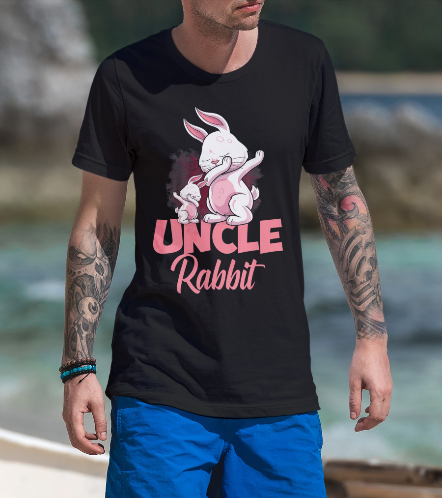 Uncle Rabbit Matching Family Bunny Playful Pink Easter T-Shirt
