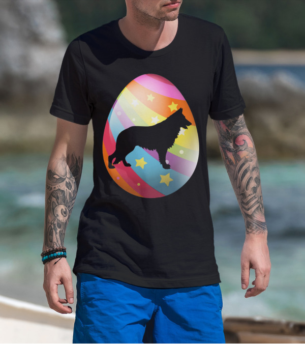 German Shepherd Rainbow Stars Easter Egg T-Shirt