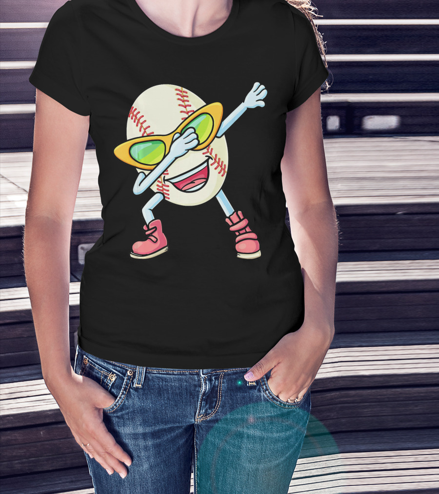 Funny Dabbing Baseball Easter Egg Cartoon T-Shirt