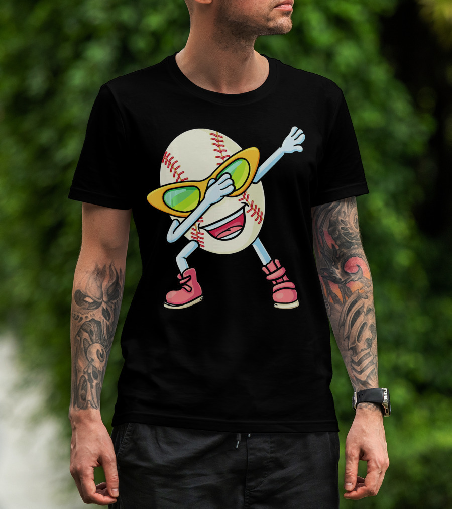 Funny Dabbing Baseball Easter Egg Cartoon T-Shirt