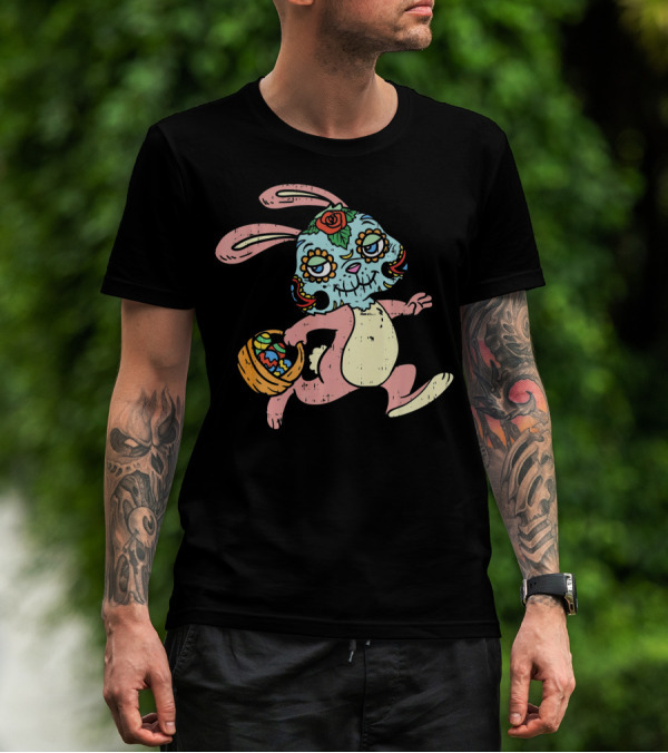 Easter Bunny Sugar Skull Calavera Dia De Los Muertos T-Shirt
