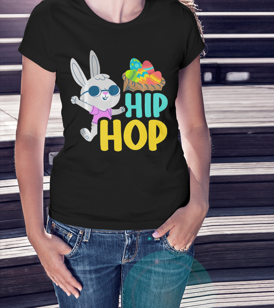Hip Hop Bunny With Sunglasses And Easter Egg Basket T-Shirt