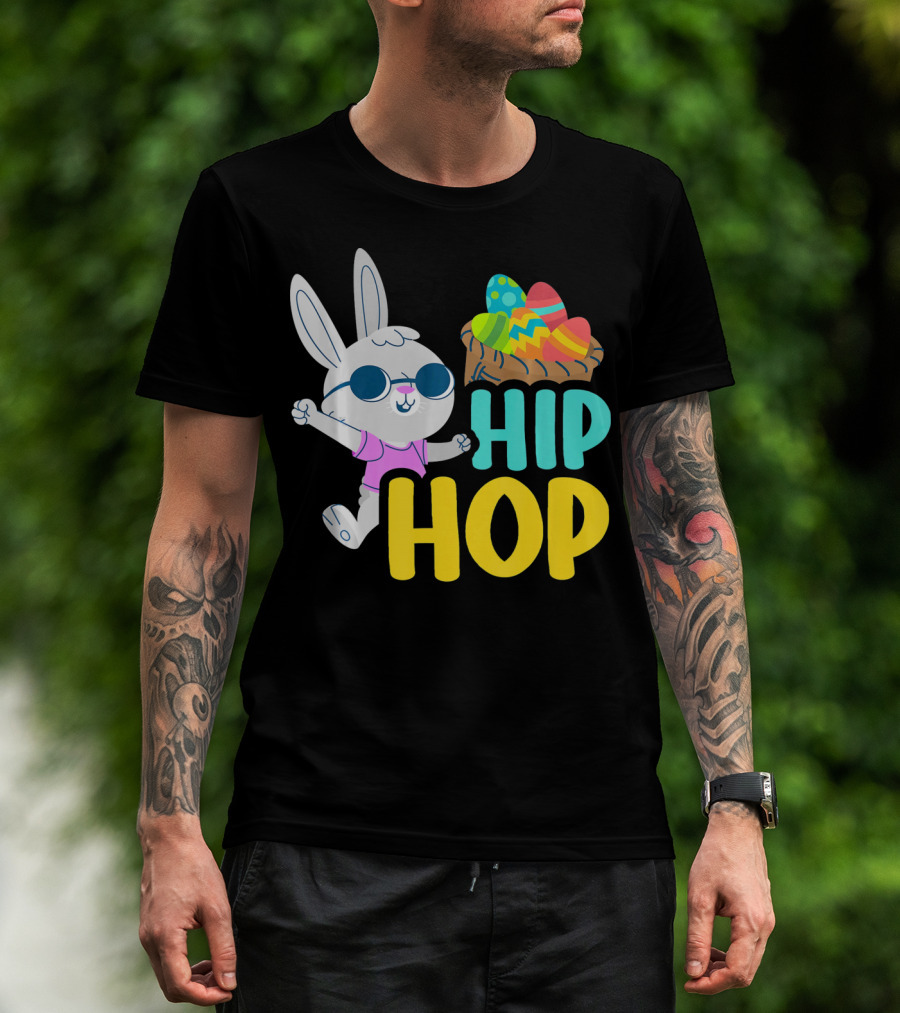 Hip Hop Bunny With Sunglasses And Easter Egg Basket T-Shirt