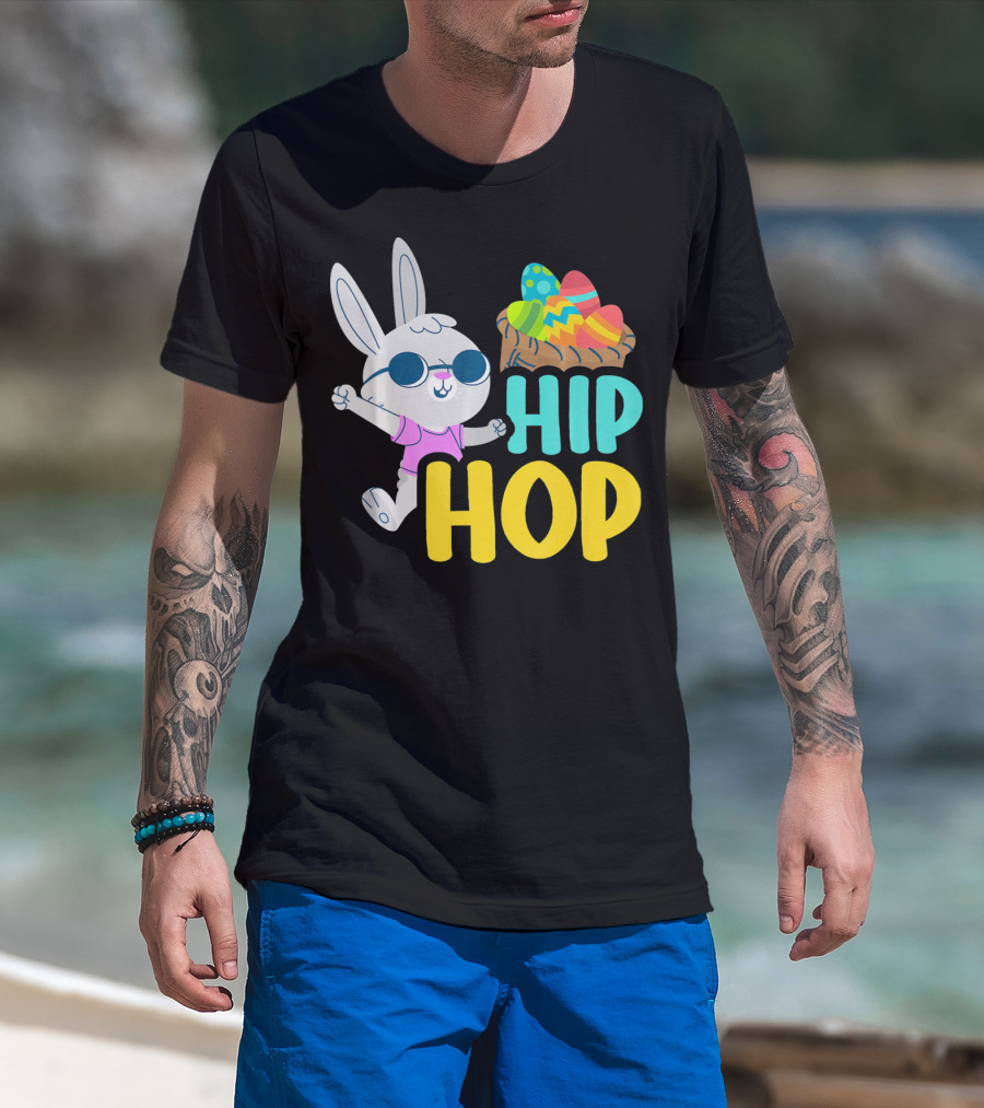 Hip Hop Bunny With Sunglasses And Easter Egg Basket T-Shirt