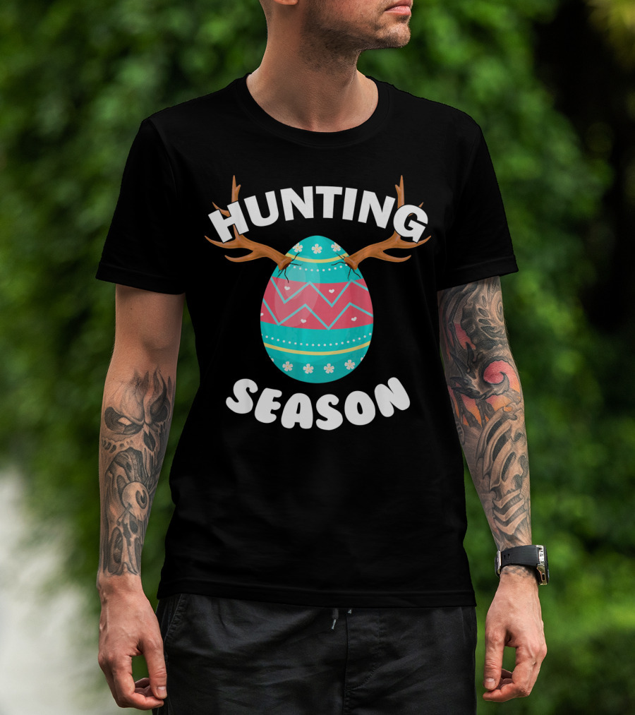 Hunting Season Easter Egg Antlers T-Shirt
