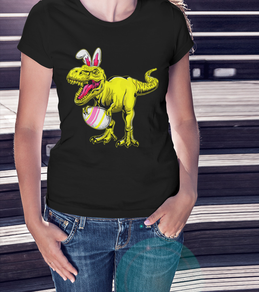 Tyrannosaurus Rex Easter Bunny Dinosaur With Egg T-Shirt
