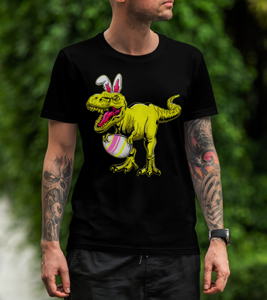 Tyrannosaurus Rex Easter Bunny Dinosaur With Egg T-Shirt