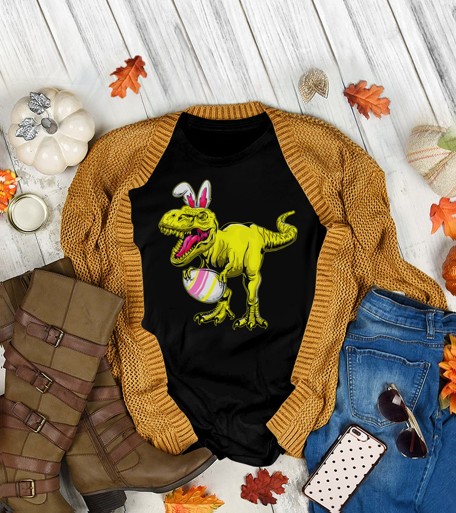 Tyrannosaurus Rex Easter Bunny Dinosaur with Egg T-Shirt