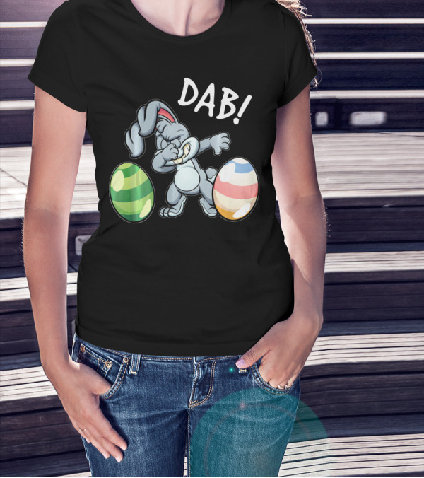 Easter Bunny Dab With Colorful Eggs T-Shirt