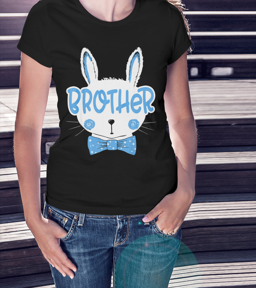 Brother Blue Easter Bunny Star Bowtie T-Shirt