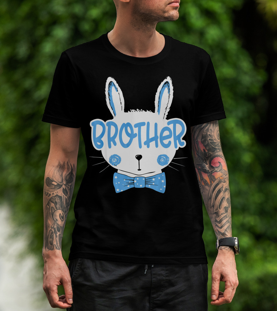 Brother Blue Easter Bunny Star Bowtie T-Shirt