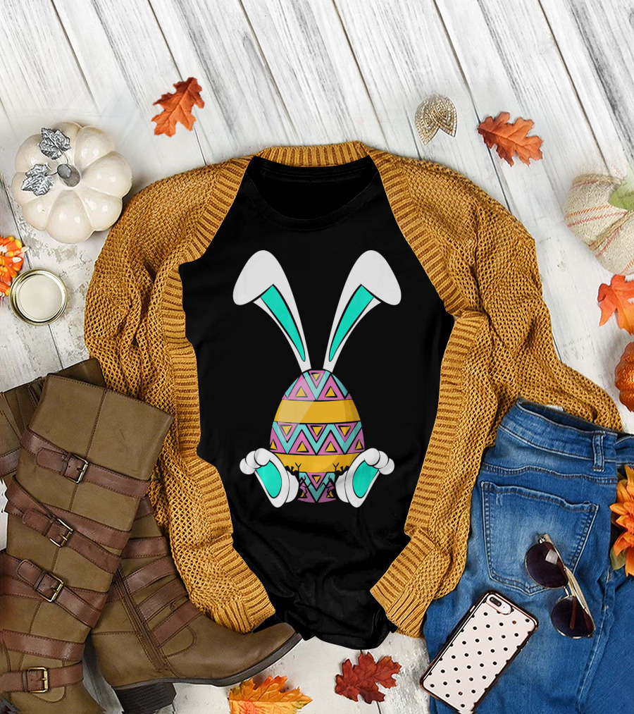 Easter Egg Rabbit Bunny Ears and Legs Colorful T-Shirt