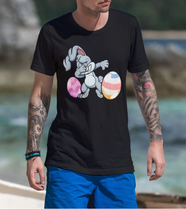 Hilarious Dabbing Easter Bunny Rabbit With Colorful Easter Eggs T-Shirt