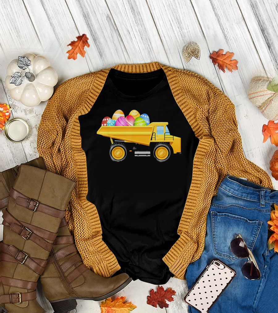 Dump Truck Carrying Colorful Easter Eggs T-Shirt
