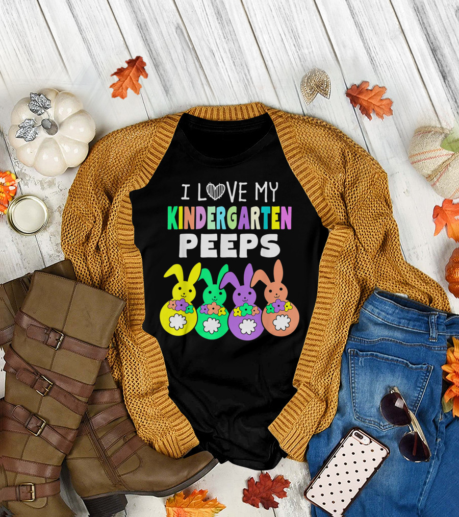 I Love My Kindergarten Peeps Happy Easter Bunnies T-Shirt