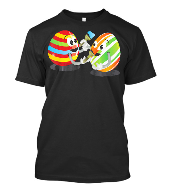 Egg Painting Funny Easter Coloring Activity With Striped Cartoon Eggs T-Shirt