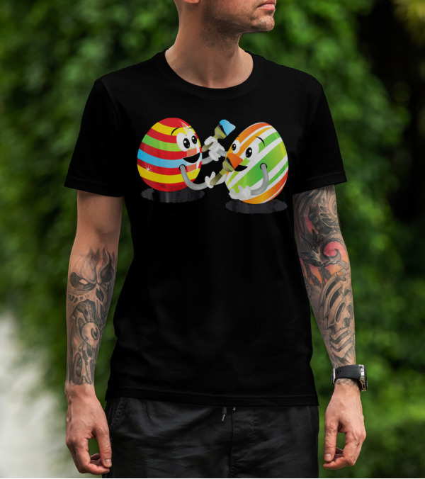 Egg Painting Funny Easter Coloring Activity With Striped Cartoon Eggs T-Shirt