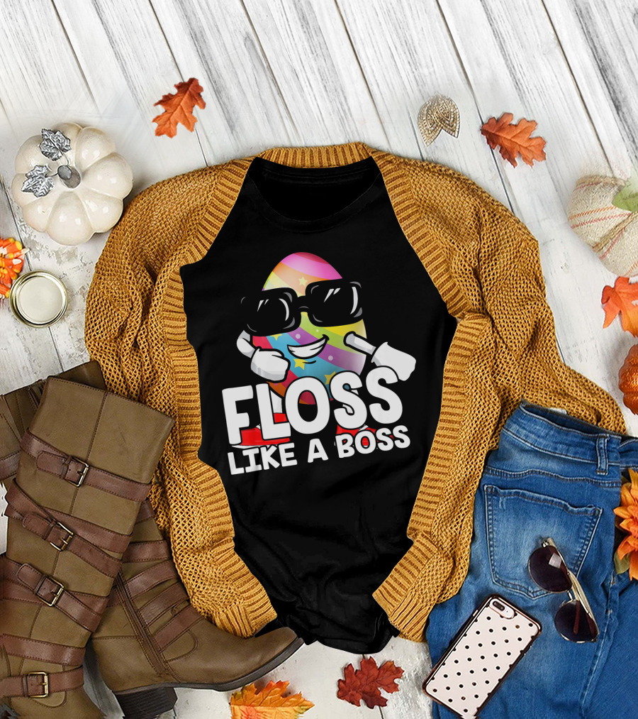 Floss Like A Boss Rainbow Egg with Sunglasses T-Shirt