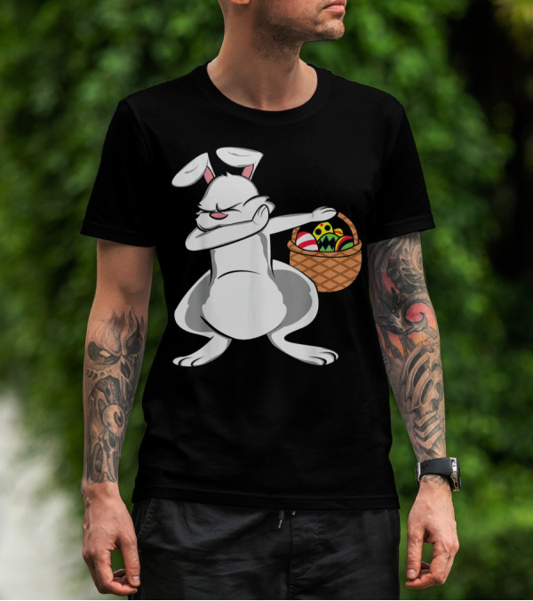 Easter Bunny Dab With Basket Of Colorful Eggs T-Shirt