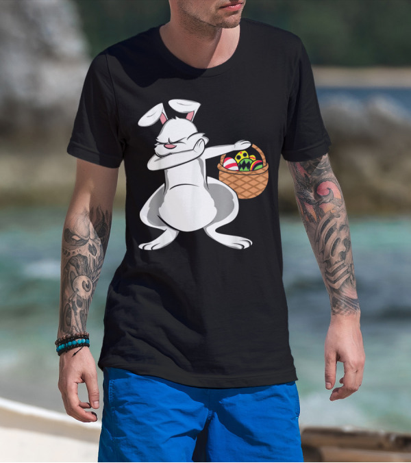 Easter Bunny Dab With Basket Of Colorful Eggs T-Shirt