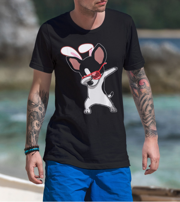 Easter Bunny Dabbing Chihuahua With Bunny Ears And Sunglasses T-Shirt