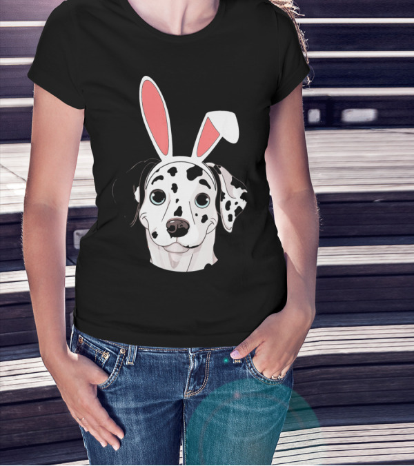 Dalmatian With Bunny Ears For Happy Easter T-Shirt