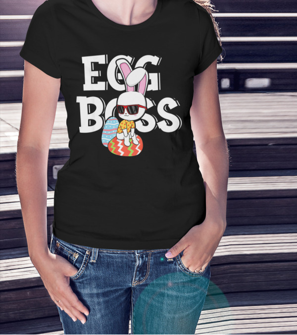 EGG BOSS Funny Easter Egg Bunny With Sunglasses T-Shirt
