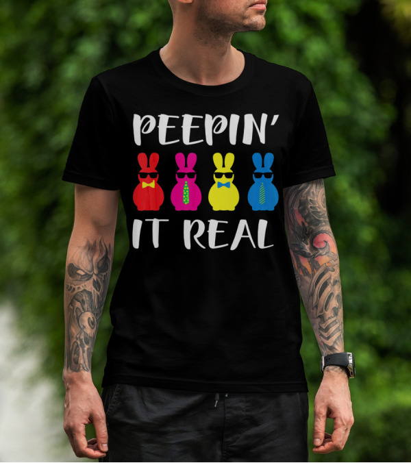 Peepin It Real Easter Bunni Sunglasses Bowties And Ties T-Shirt