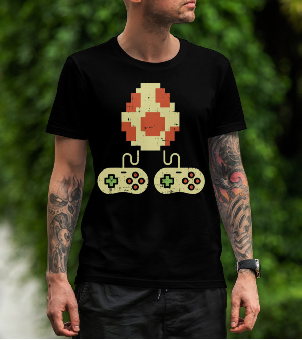 Easter Egg Pixel Art With Retro Game Controllers Gamer Gaming T-Shirt