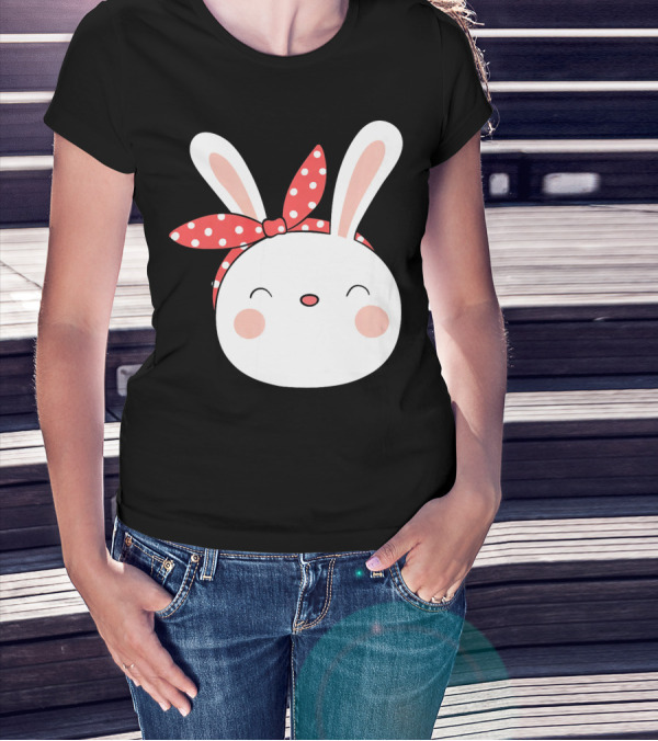 Easter Bunny With Polka Dot Headband T-Shirt