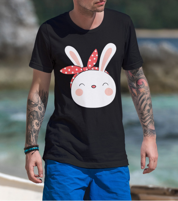 Easter Bunny With Polka Dot Headband T-Shirt