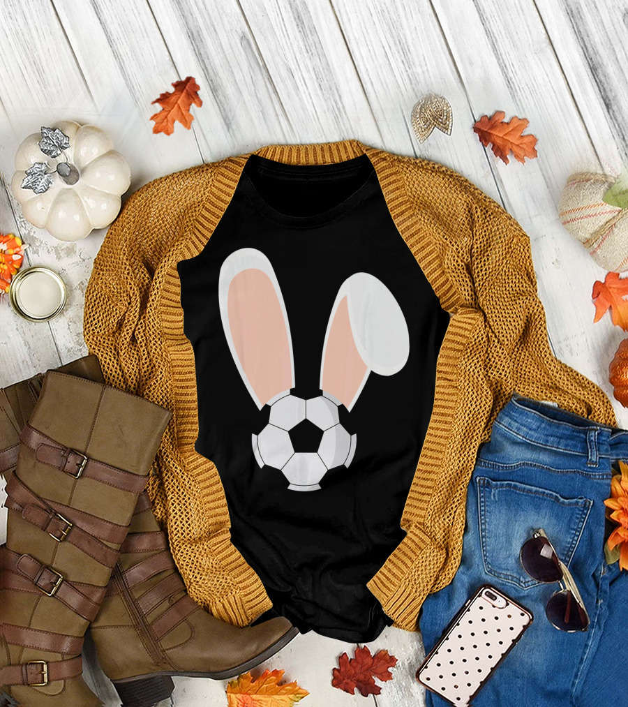 Easter Rabbit Bunny Ears Soccer Ball Combination T-Shirt