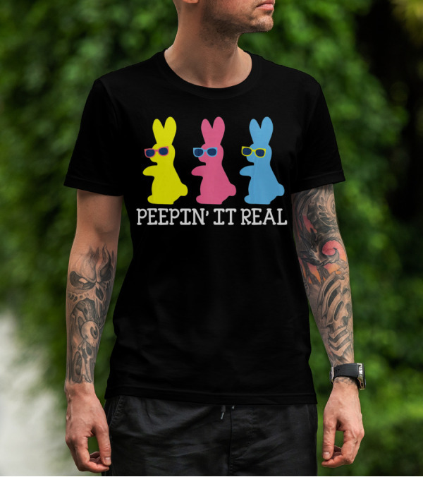 Peepin It Real Colorful Easter Bunny Sunglasses Trio T-Shirt