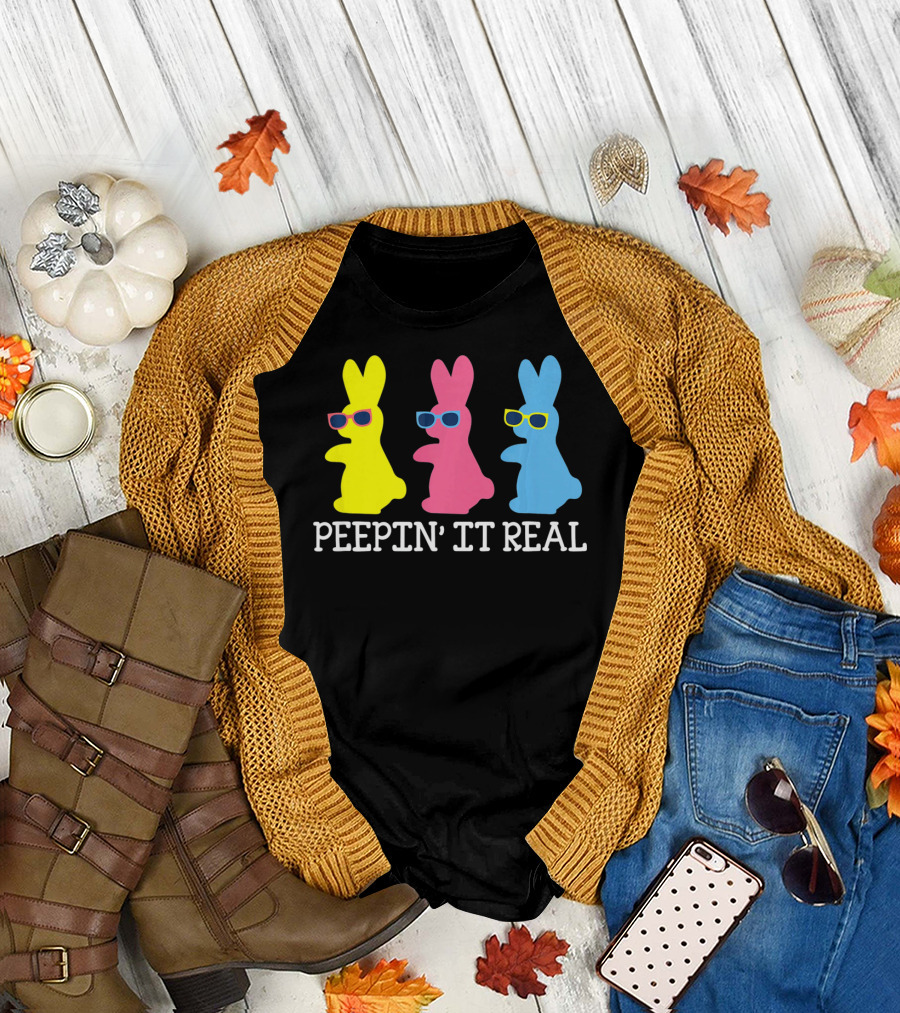 Peepin It Real Colorful Easter Bunny Sunglasses Trio T-Shirt