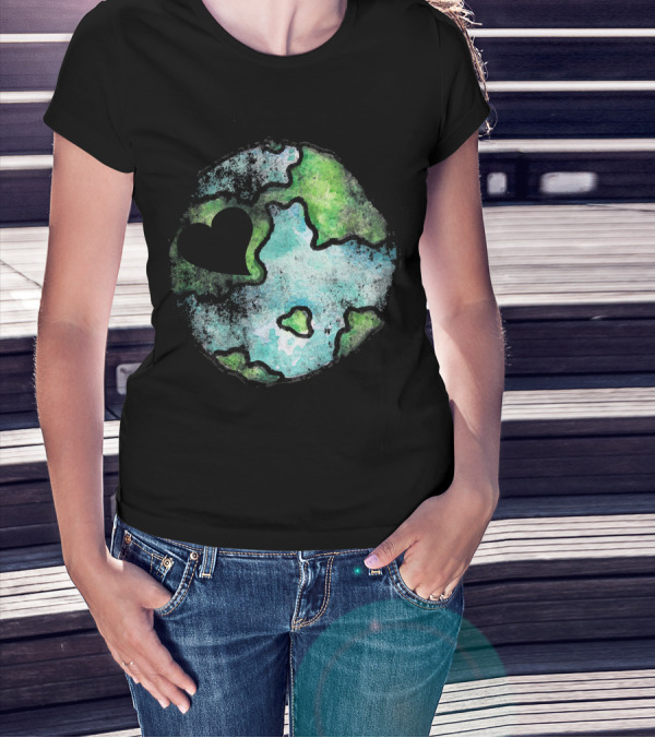 Earth Day Love Heart Vintage Artistic Planet T-Shirt