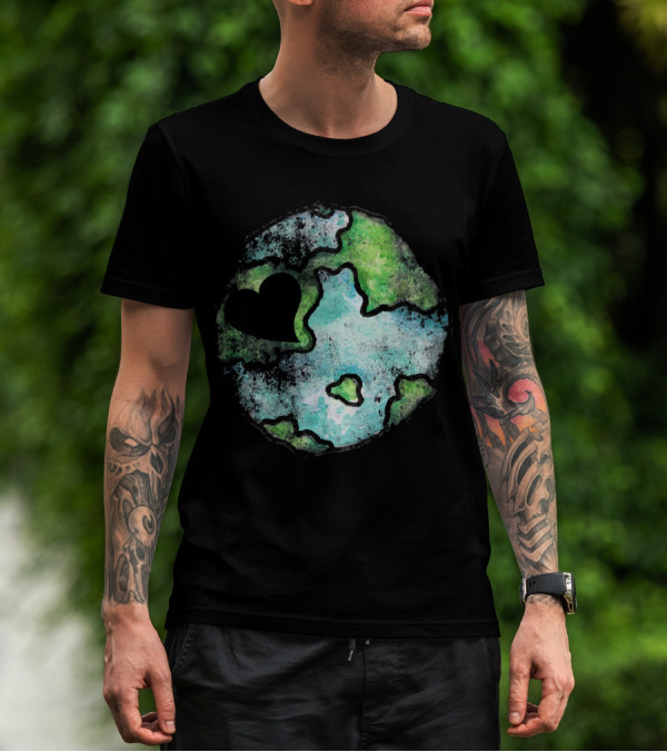 Earth Day Love Heart Vintage Artistic Planet T-Shirt