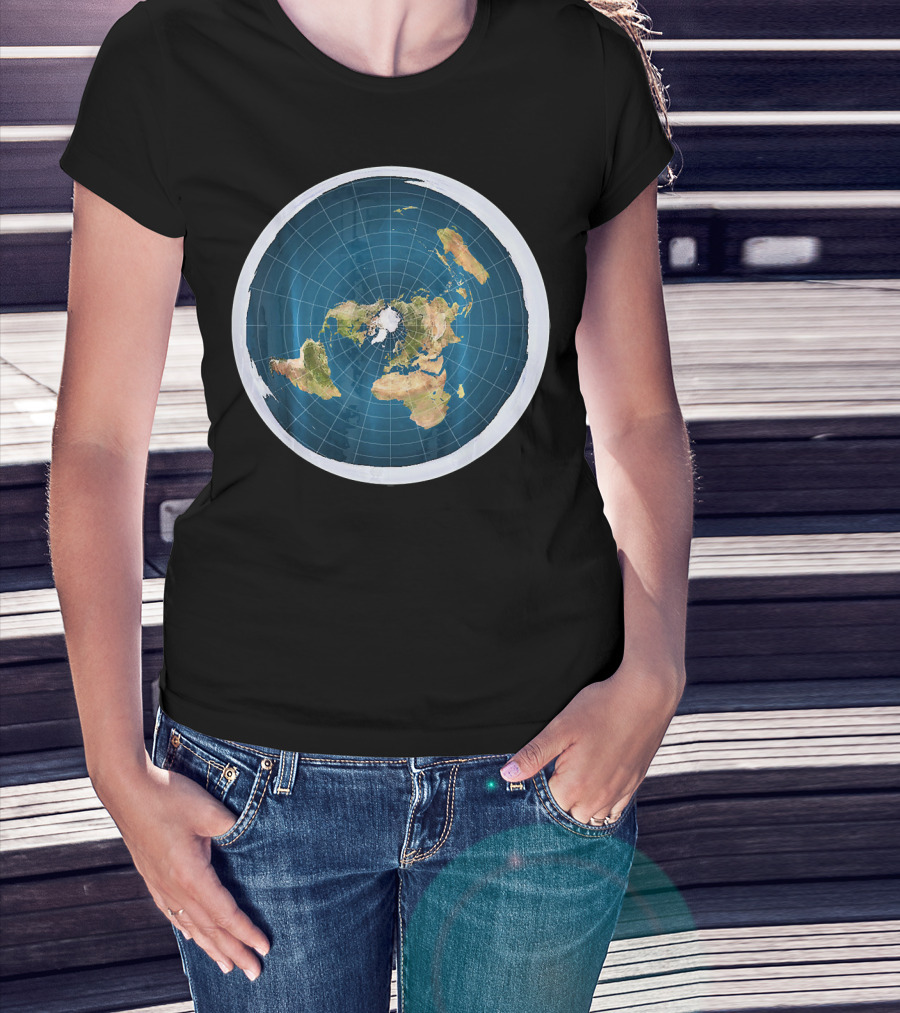 Map Of The Flat Earth Circular Projection T-Shirt