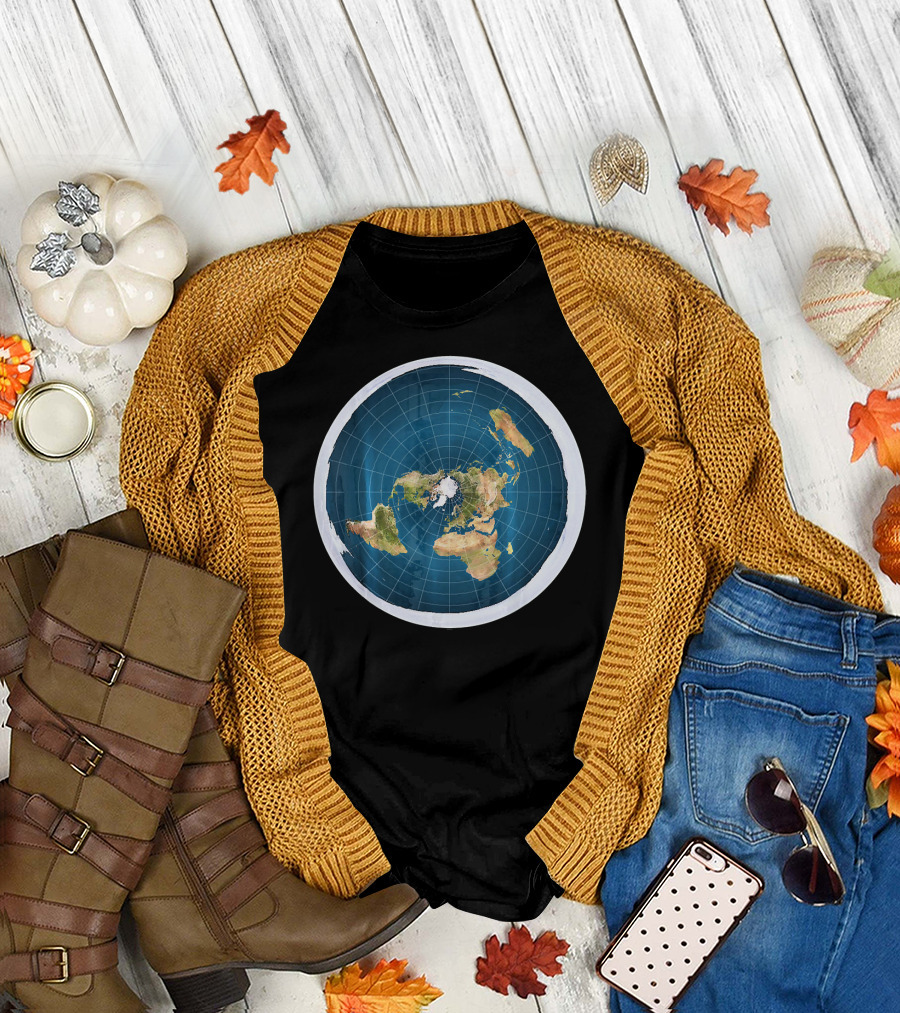 Map Of The Flat Earth Circular Projection T-Shirt
