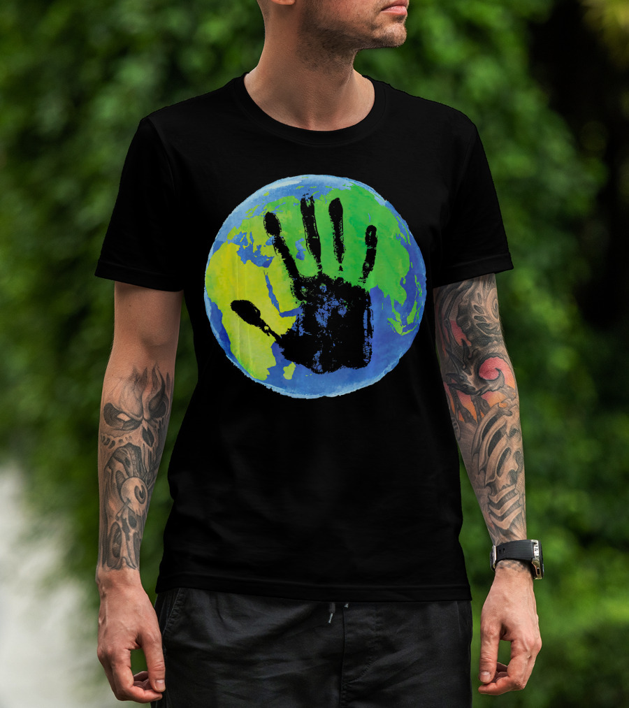 Earth Day Globe With Handprint Nature Conservation T-Shirt