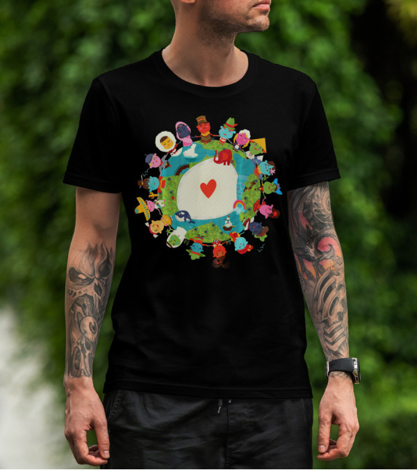 Kids United In Love For The Planet Earth With Heart And Diverse Children T-Shirt