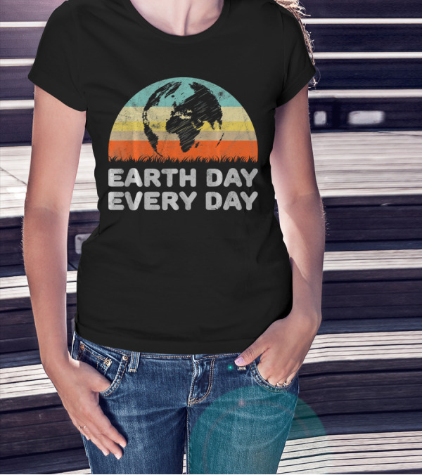 Earth Day Every Day Retro Environmental Stripes T-Shirt