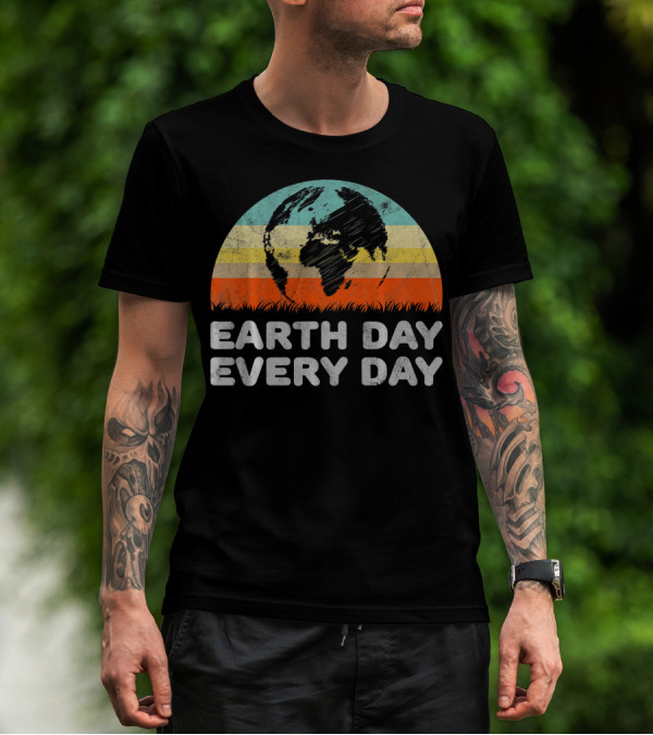 Earth Day Every Day Retro Environmental Stripes T-Shirt