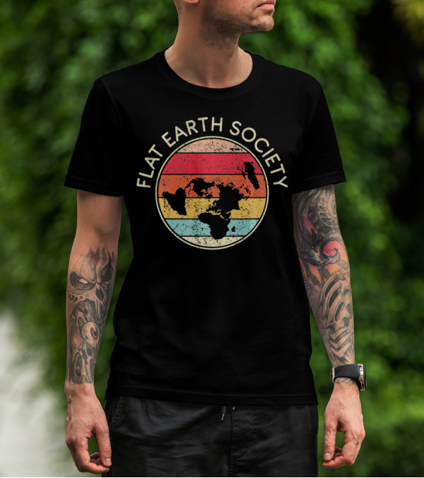 Flat Earth Society Retro Map Conspiracy T-Shirt