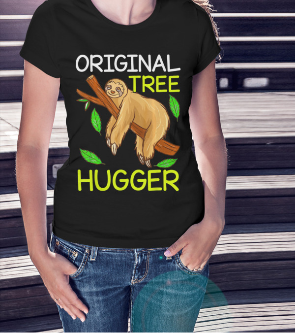 Original Tree Hugger Sloth Environmental Climate T-Shirt