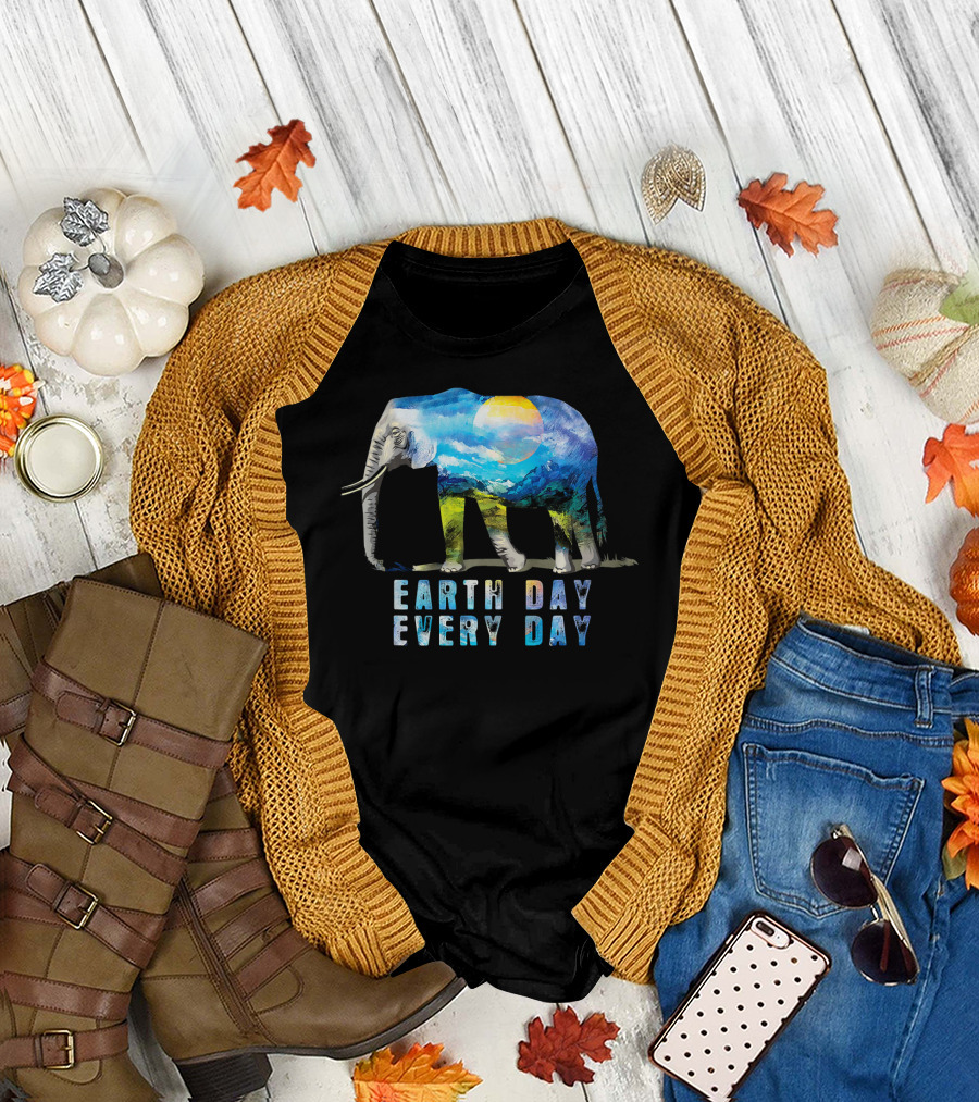 Earth Day Every Day Elephant Love T-Shirt