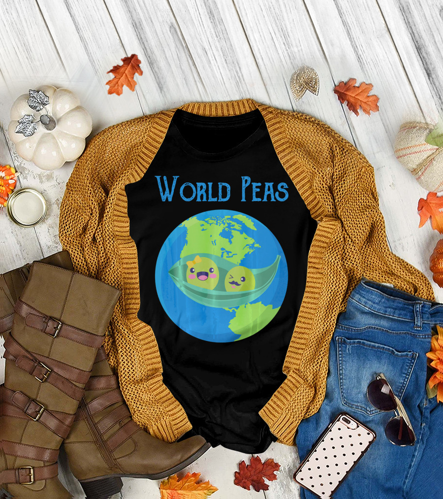 World Peas Funny World Peace Pun Earth Peas T-Shirt